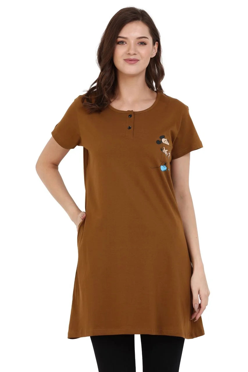 long t-shirt for women brown color