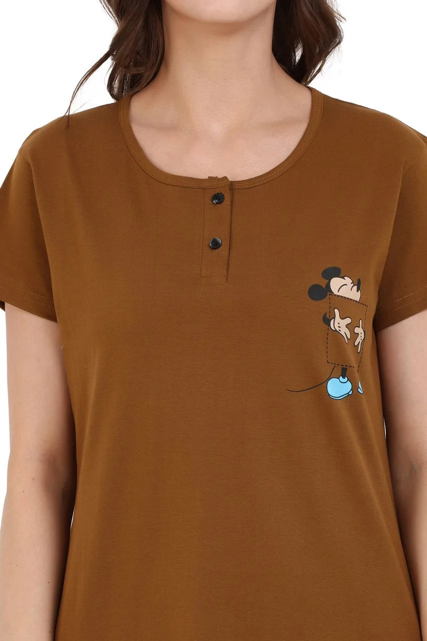 long t-shirt for women brown color