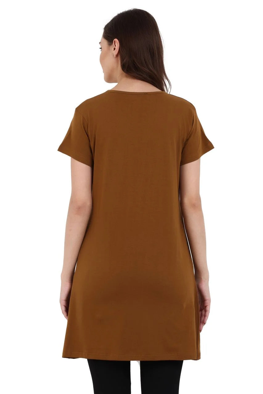 long t-shirt for women brown color