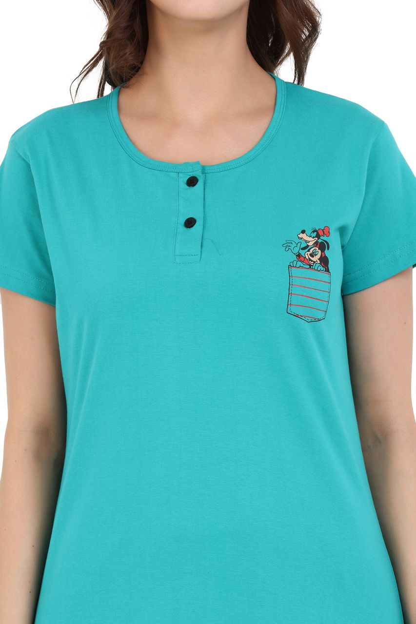 long t-shirt for women green color