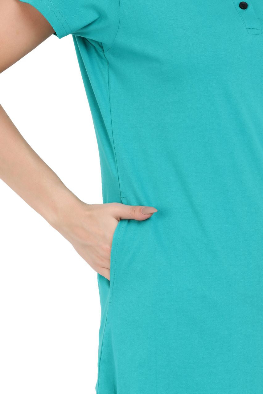 long t-shirt for women green color
