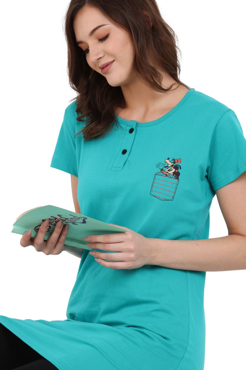 long t-shirt for women green color