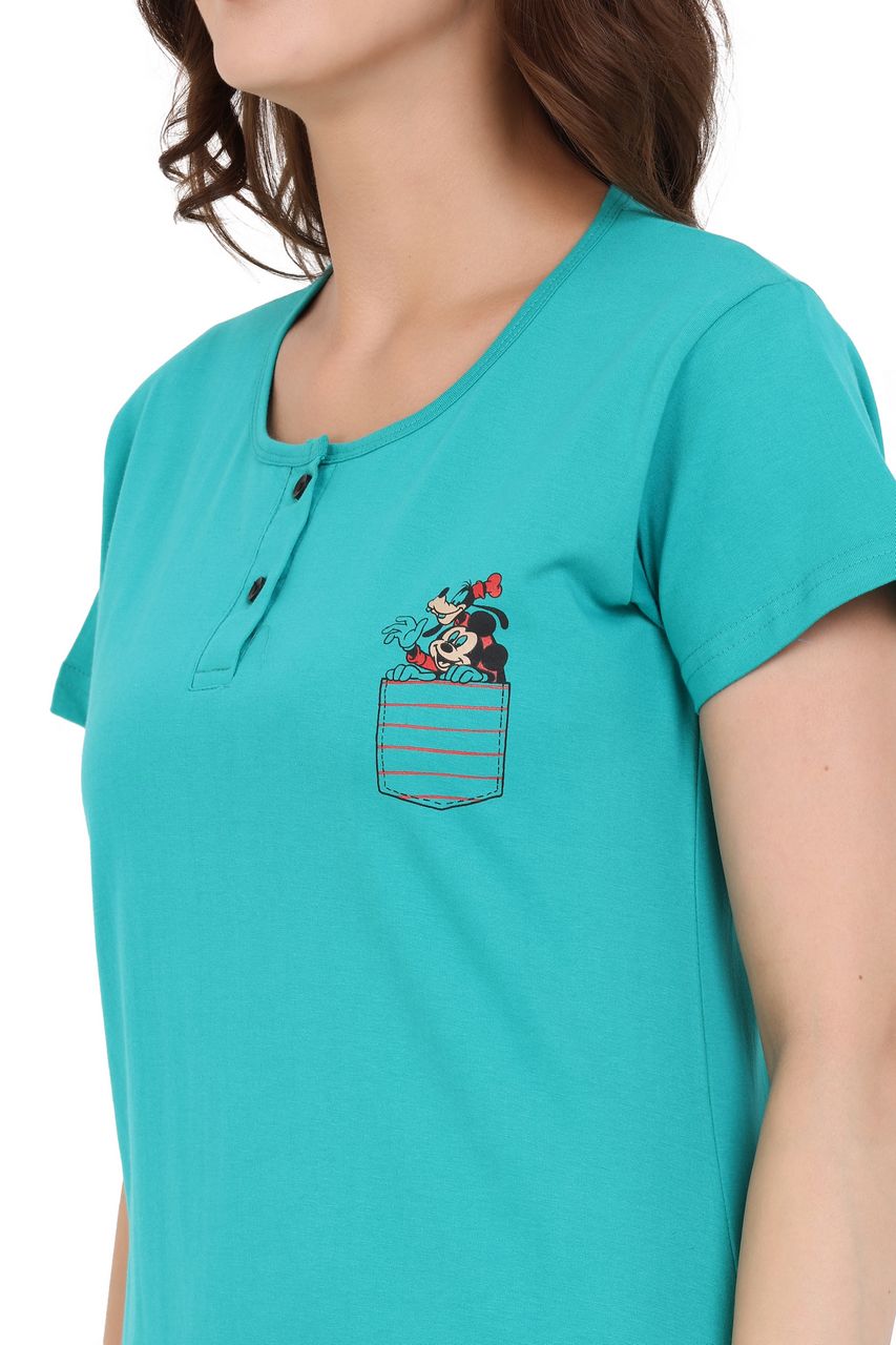 long t-shirt for women green color