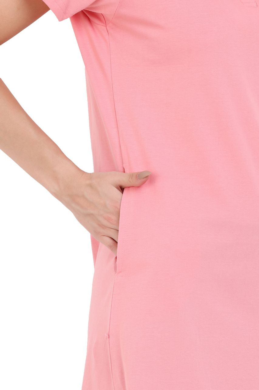 long t-shirt for women pink color
