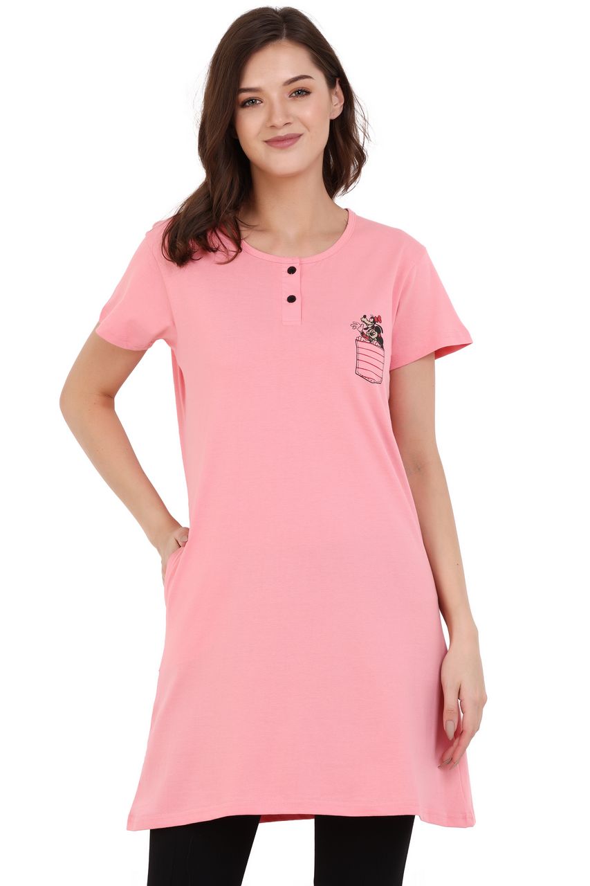 long t-shirt for women pink color