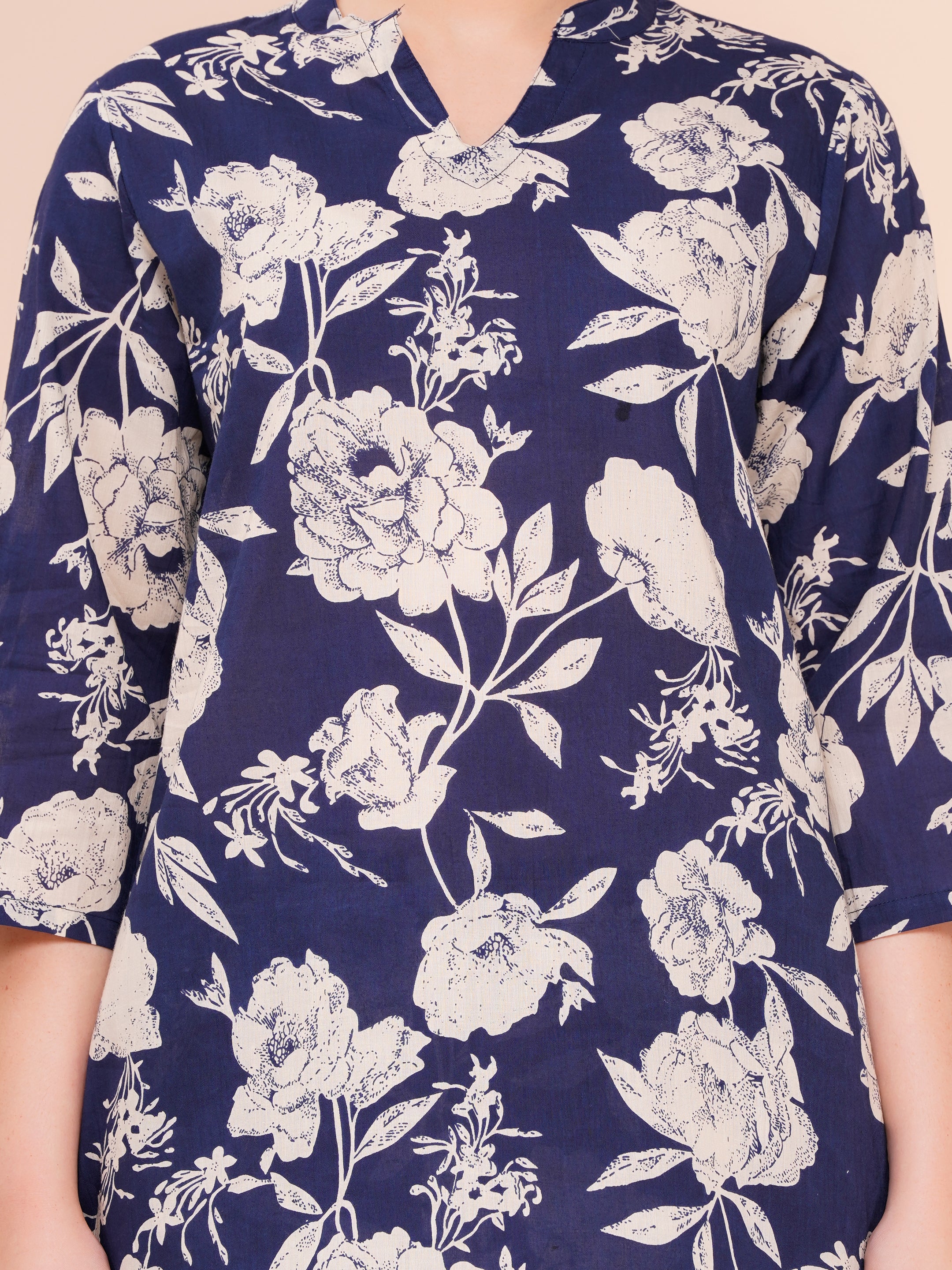 Cotton Printed Co-ord Set for woman indigo color