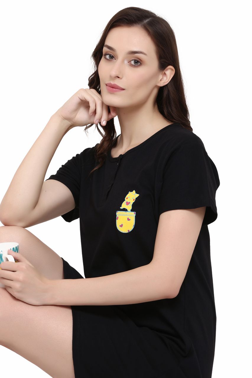 night shirt for women black color