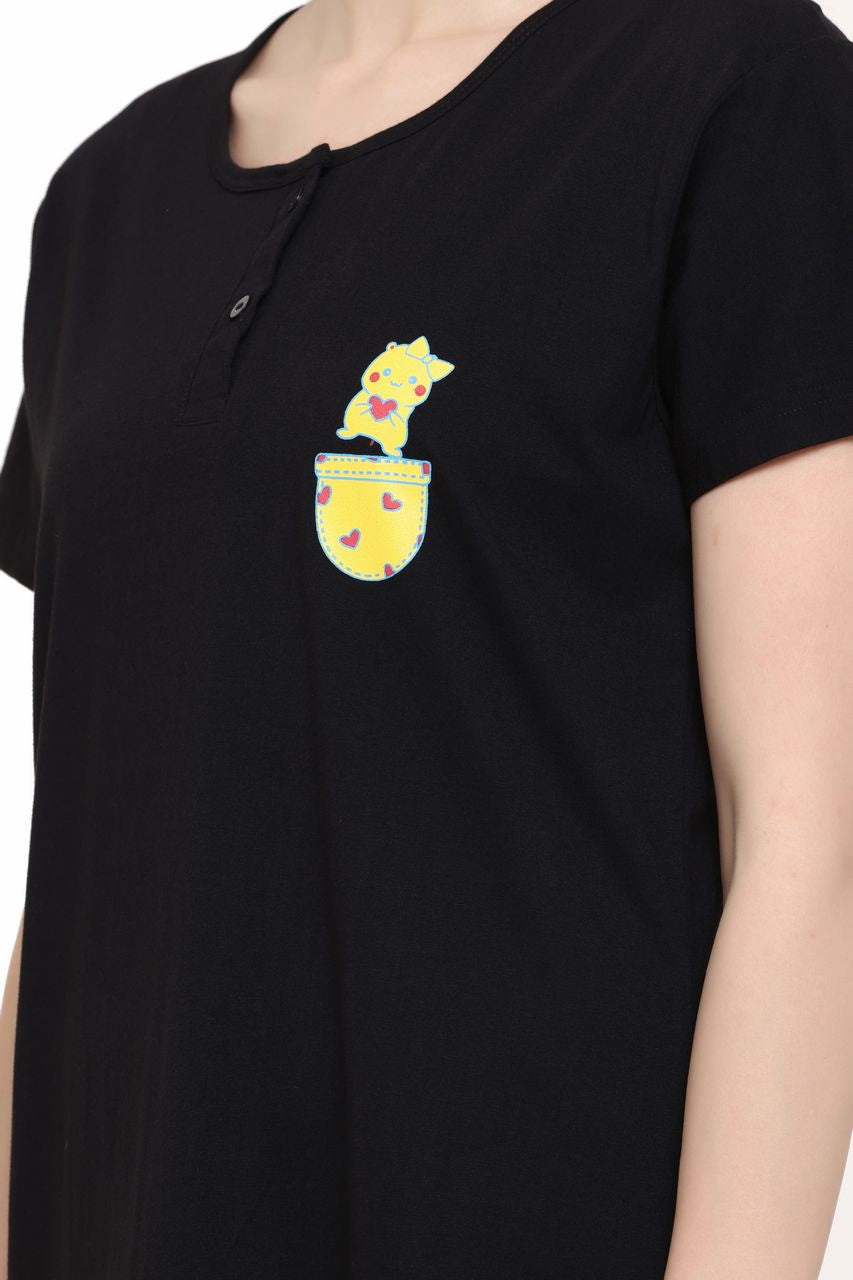 night shirt for women black color