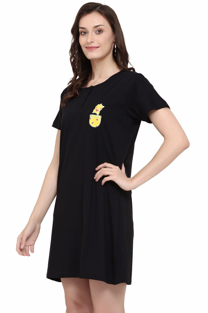 night shirt for women black color