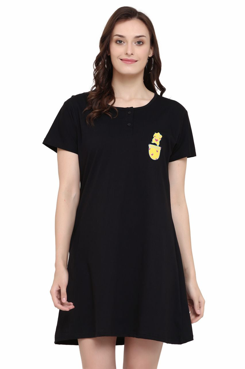 night shirt for women black color