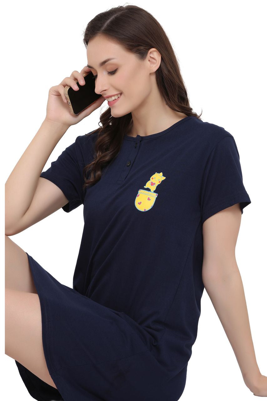 night shirt for women dark blue color