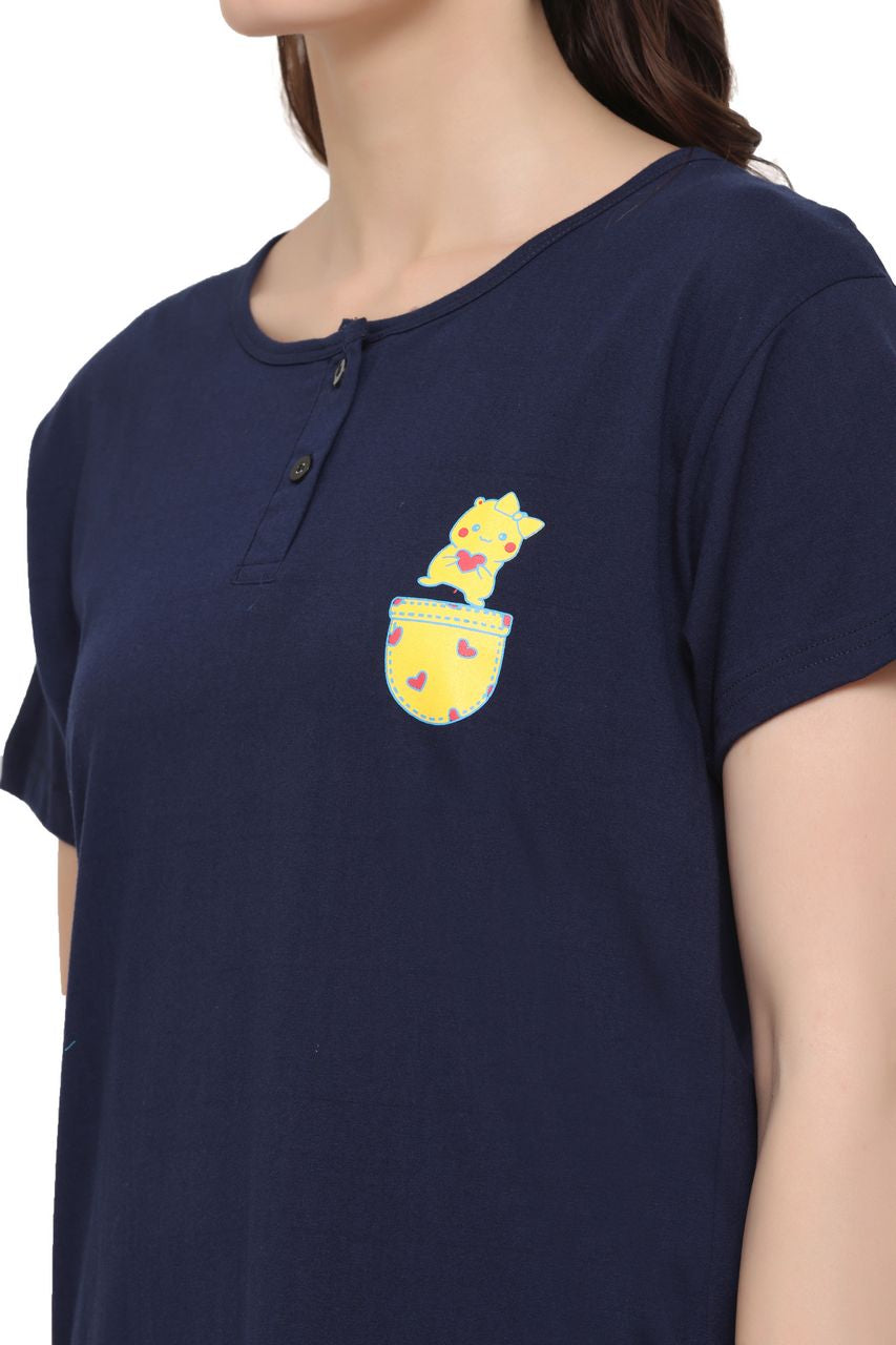 night shirt for women dark blue color