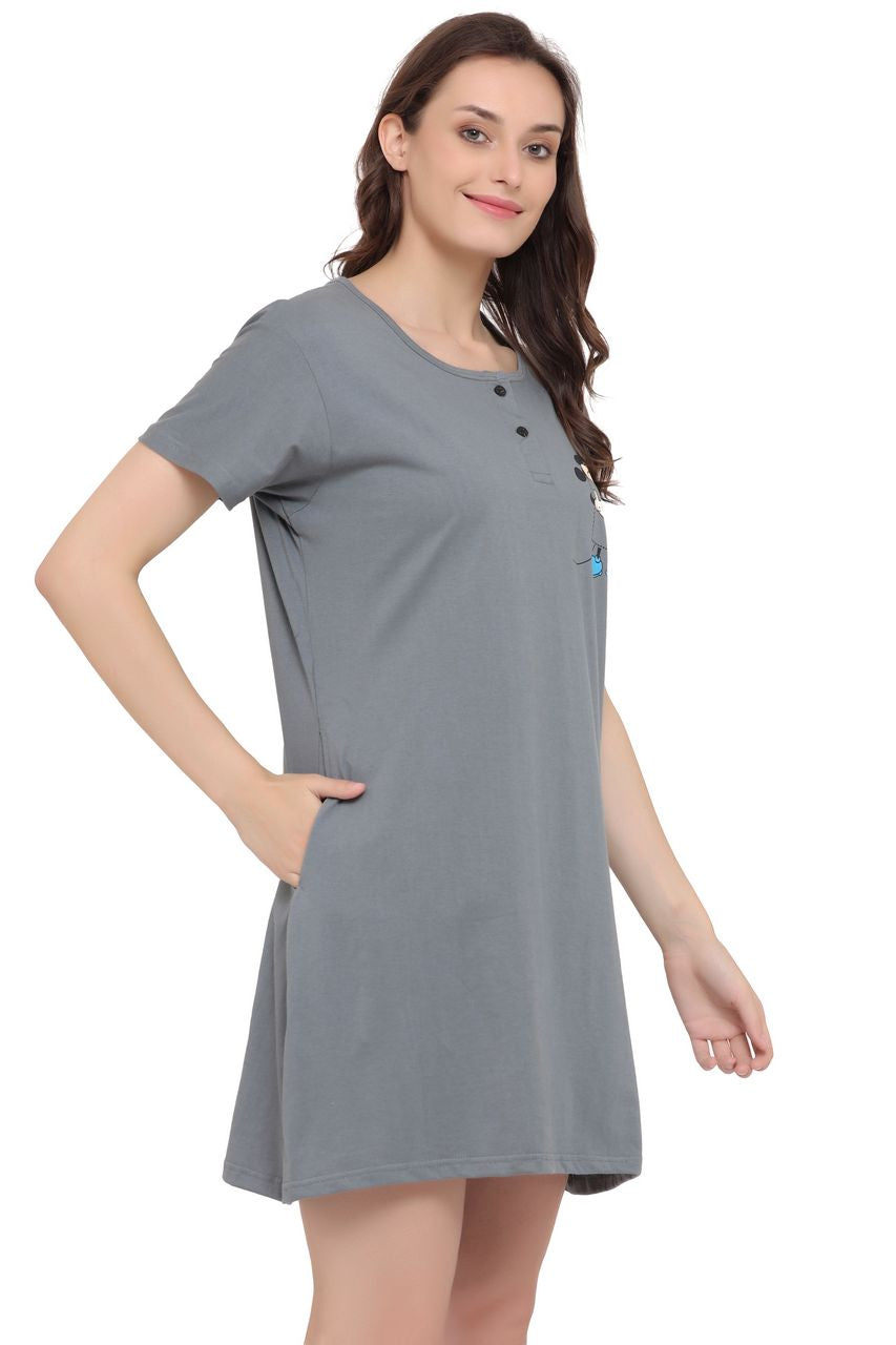 night shirt for women dark grey color