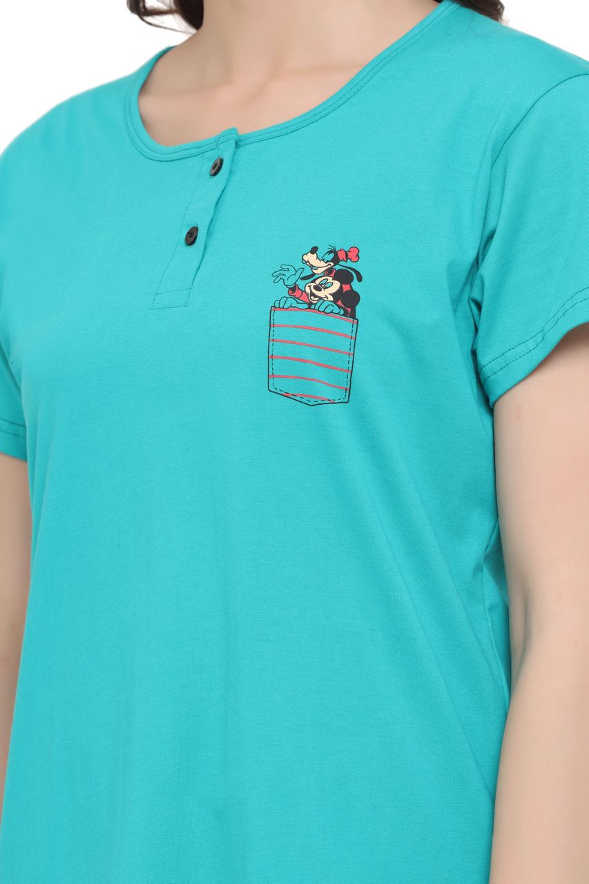 night shirt for women green color