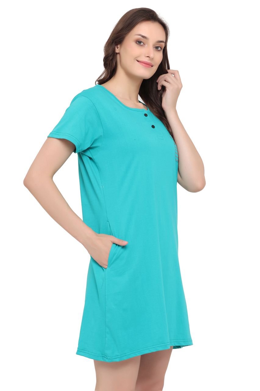 night shirt for women green color