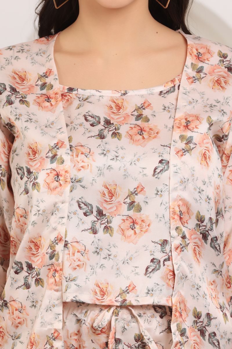 spaghetti top & short with shrug co-ord set for women flora print