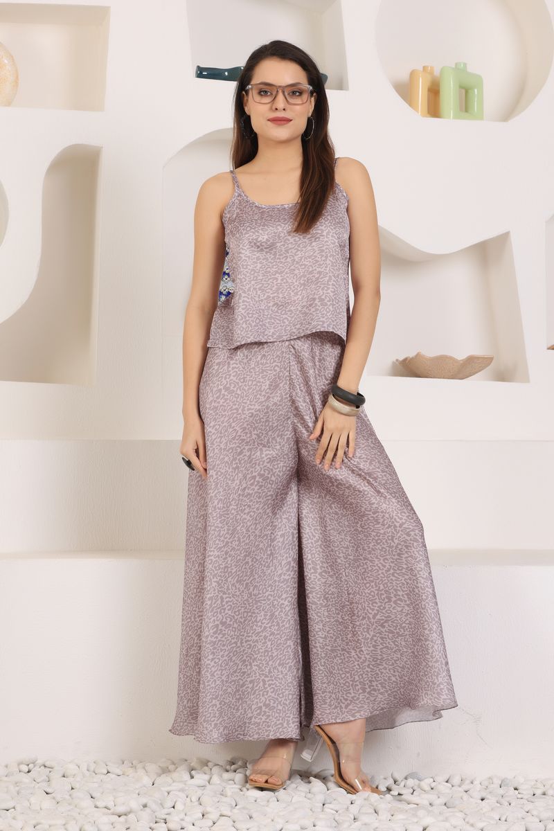 Spaghetti top with wide flare bottom