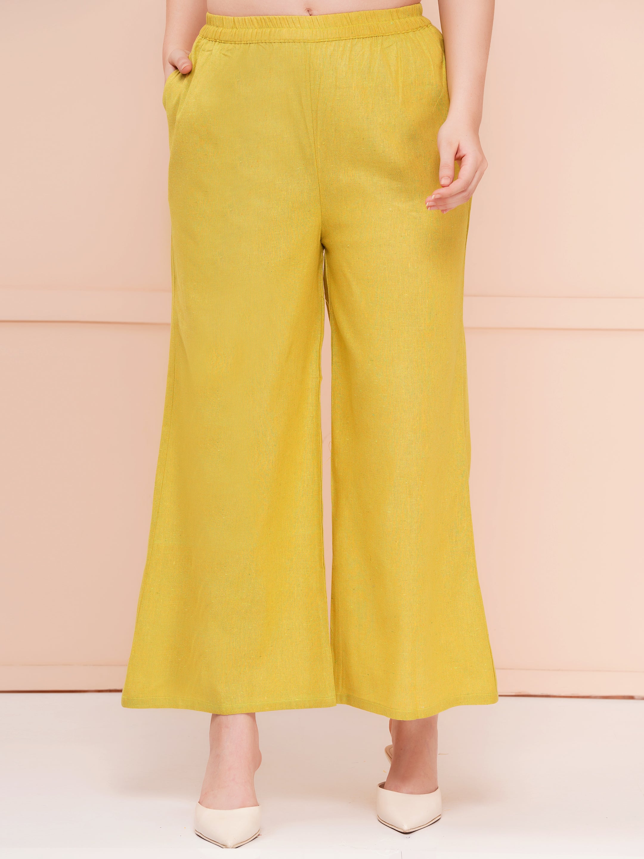 Taper slim fit khadi co-ord sets for women pistachio color