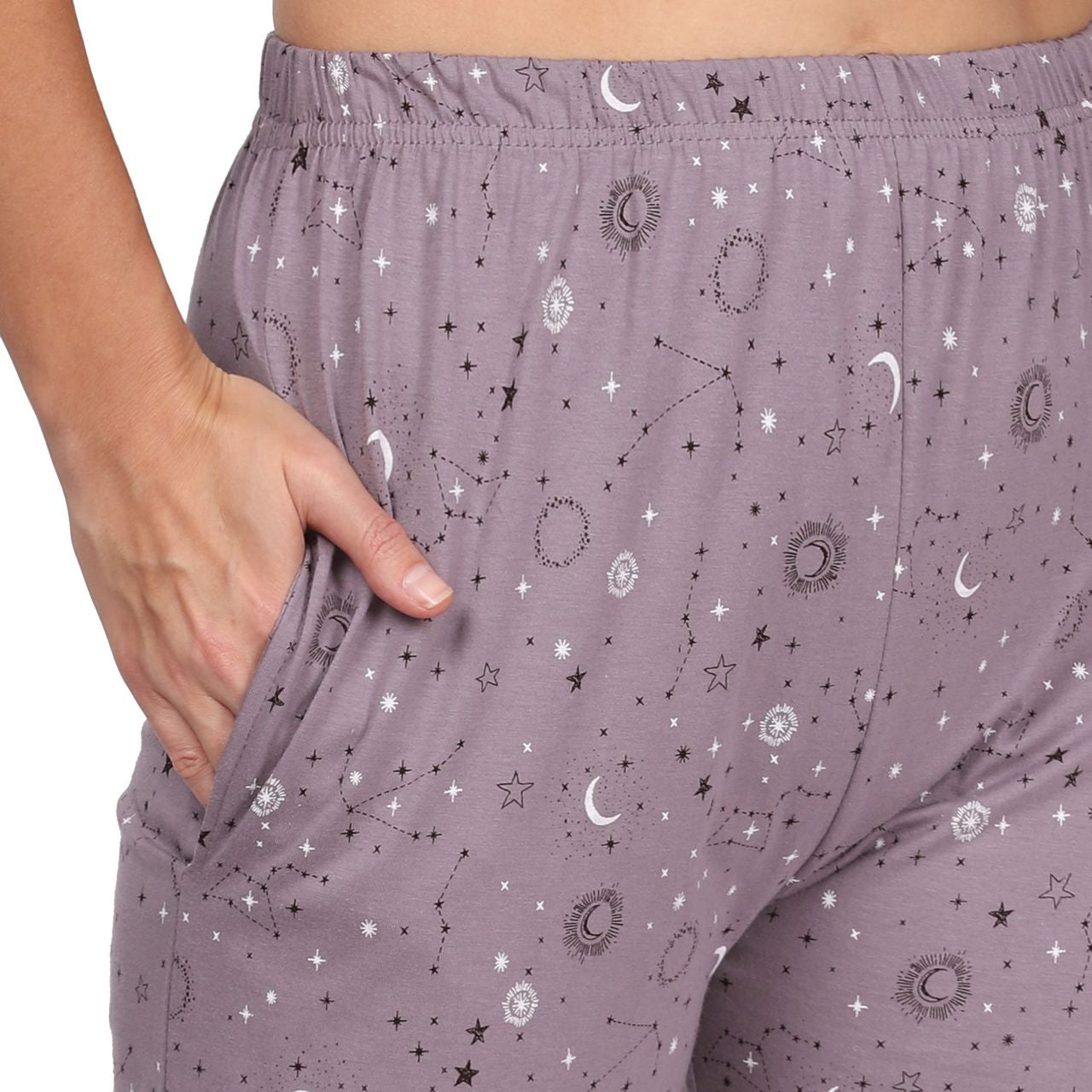 top and pajama set for women black-grey color