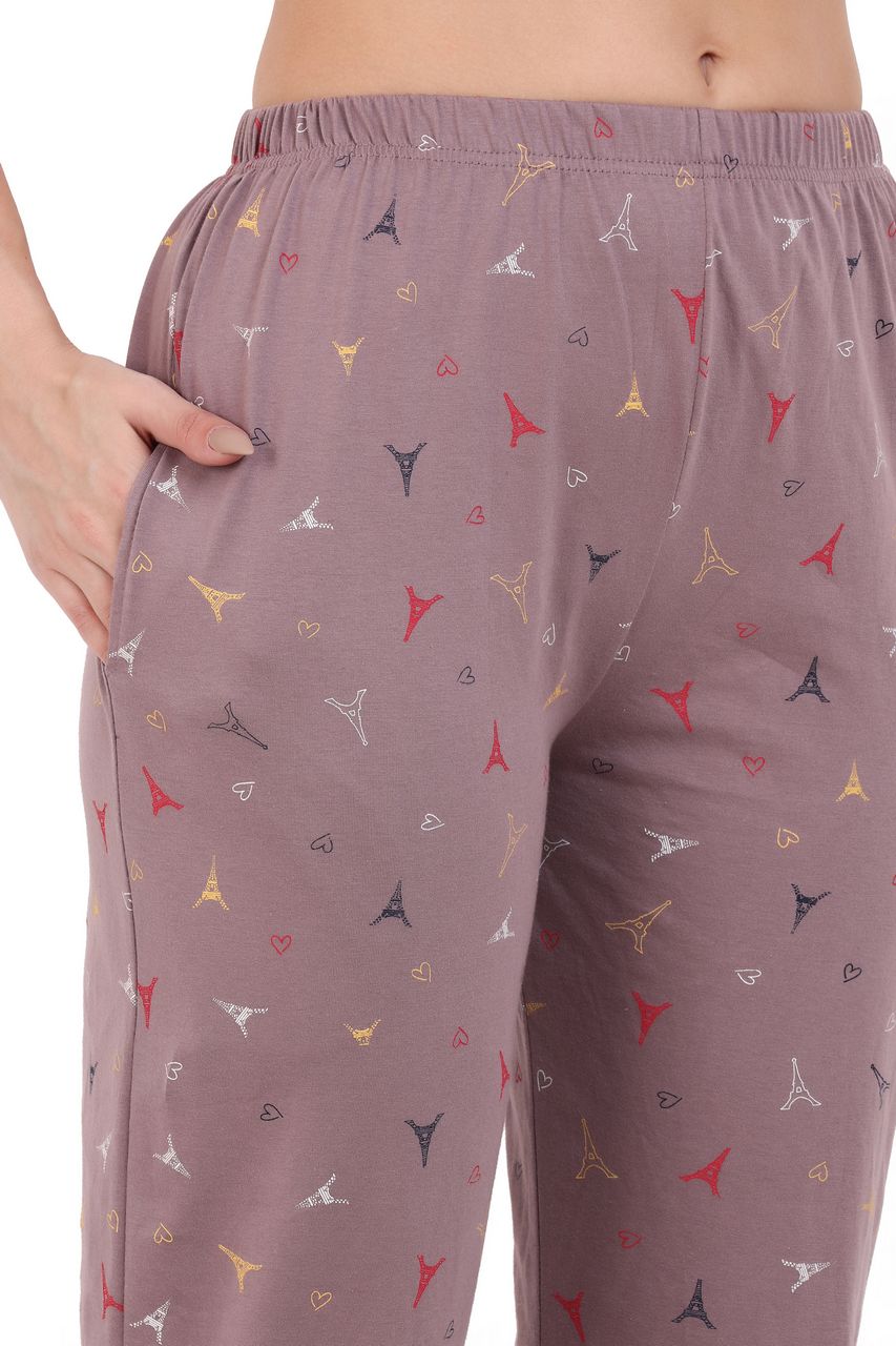 top and pajama set for women black & brown color