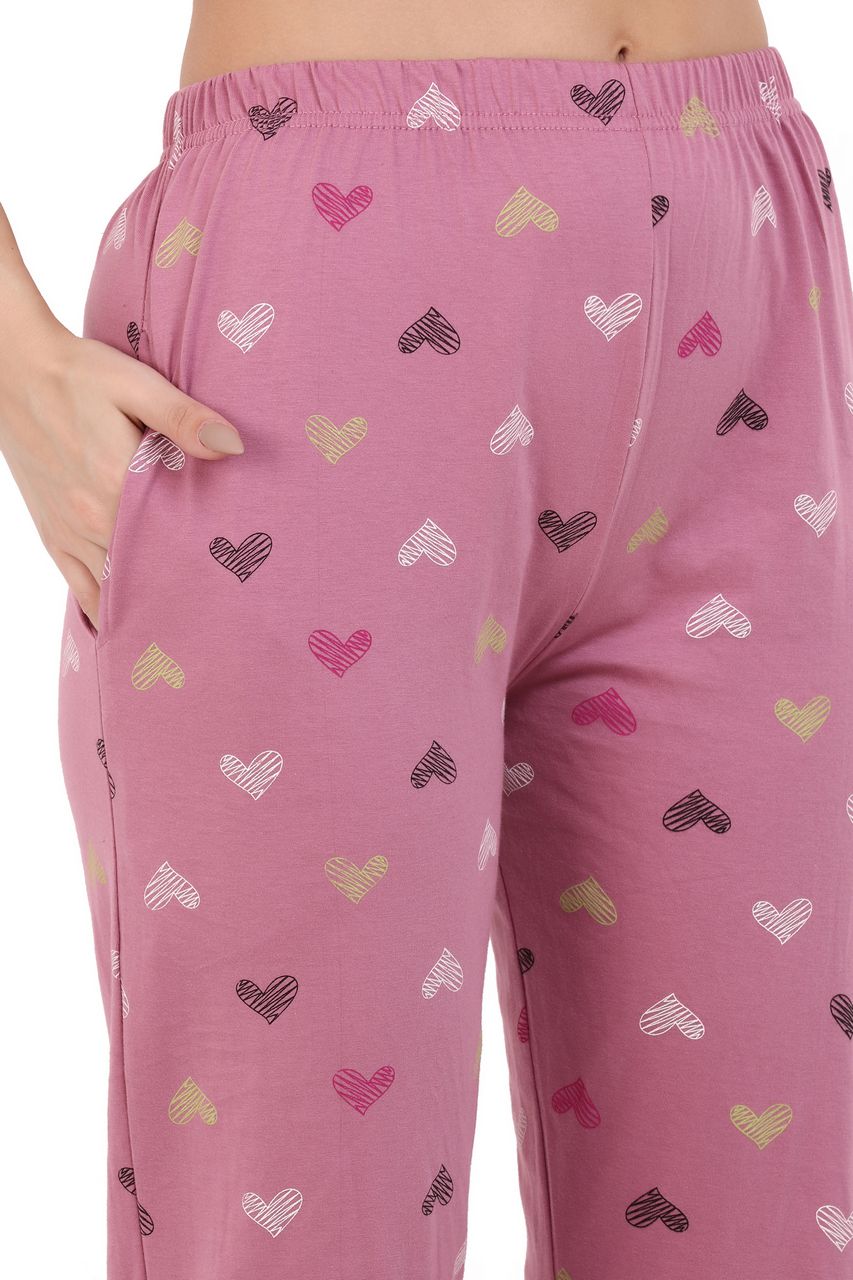 top and pajama set for women black & pink color