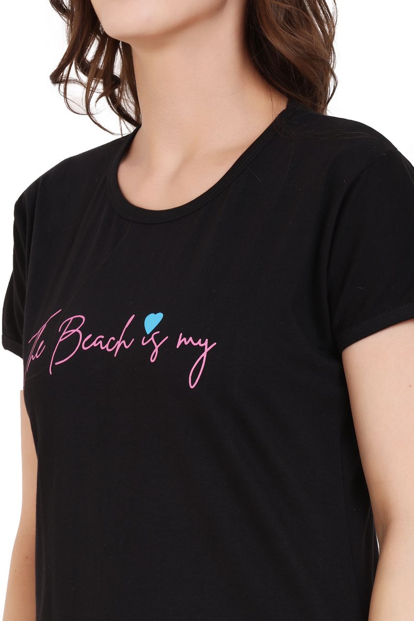 top and pajama set for women black & pink color