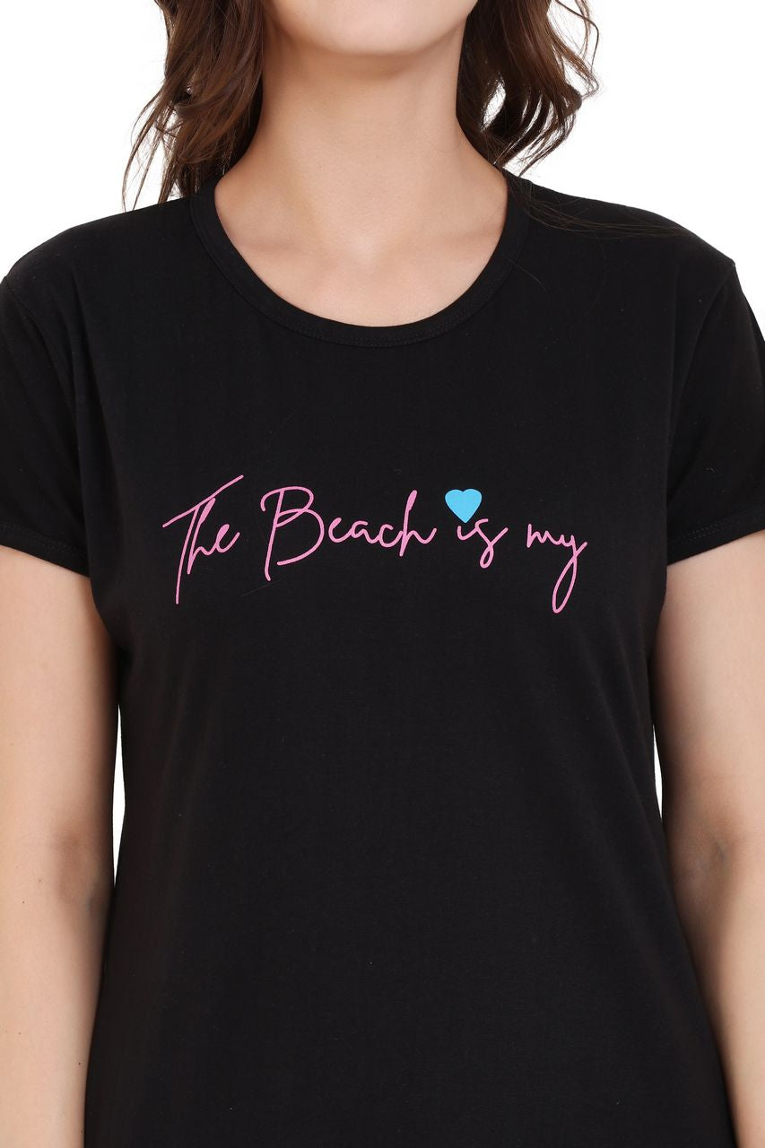 top and pajama set for women black & pink color