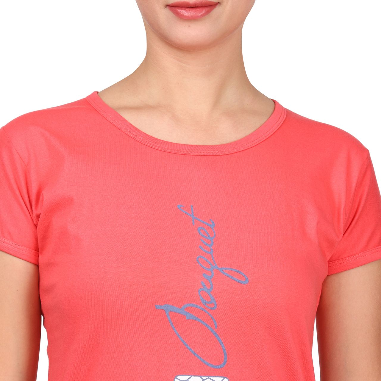 top and pajama set for women carrot red & blue color