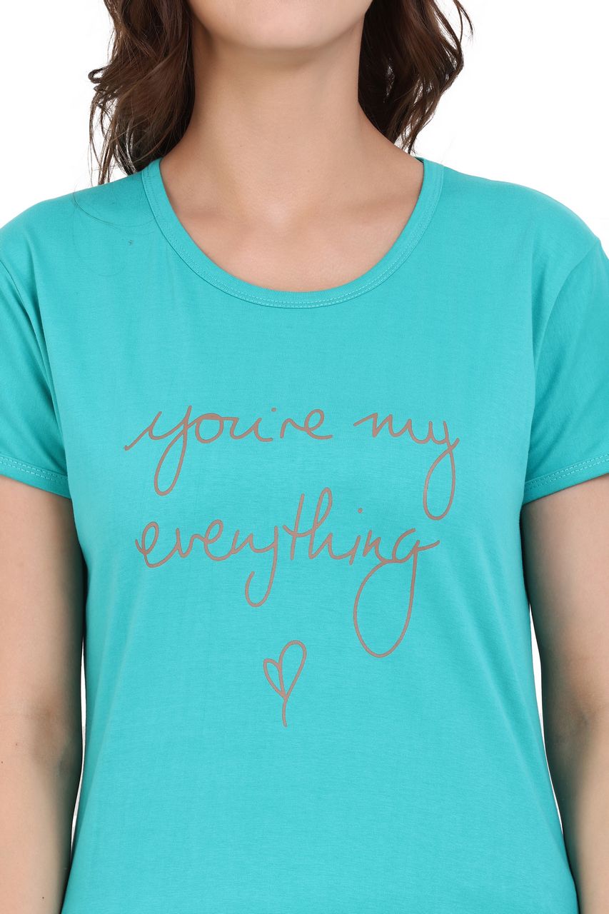 top and pajama set for women green & brown color