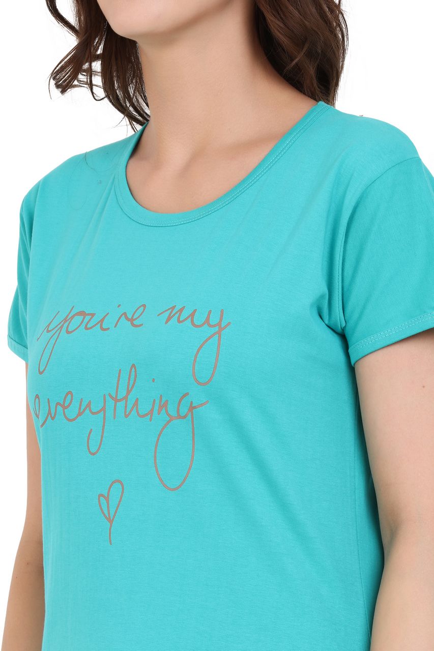 top and pajama set for women green & brown color