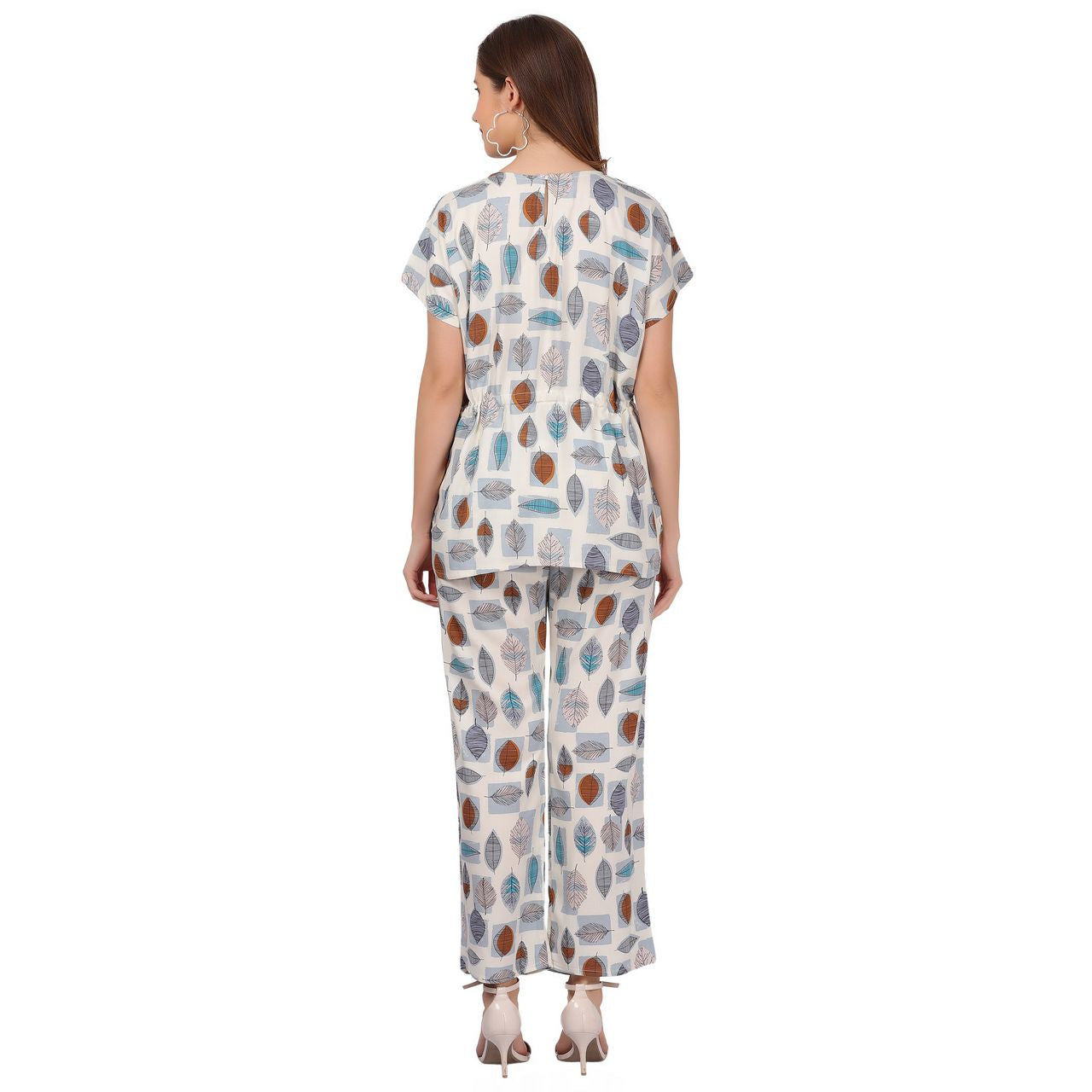 top and pajama set for women ivory multicolor