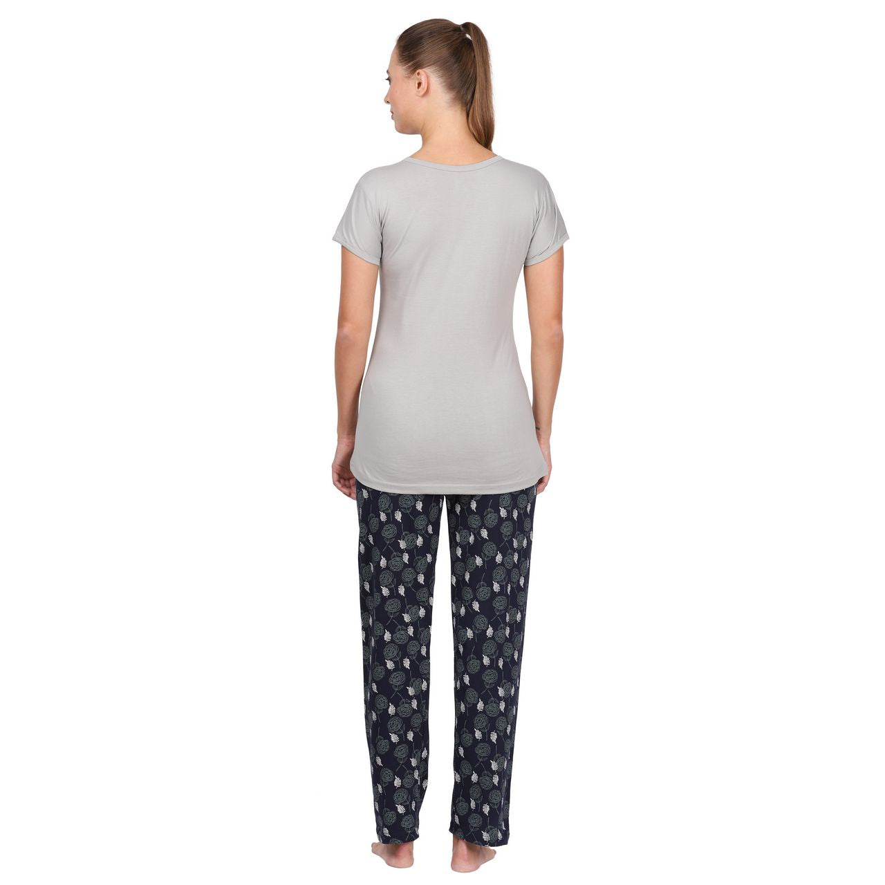 top and pajama set for women light grey-dark grey color