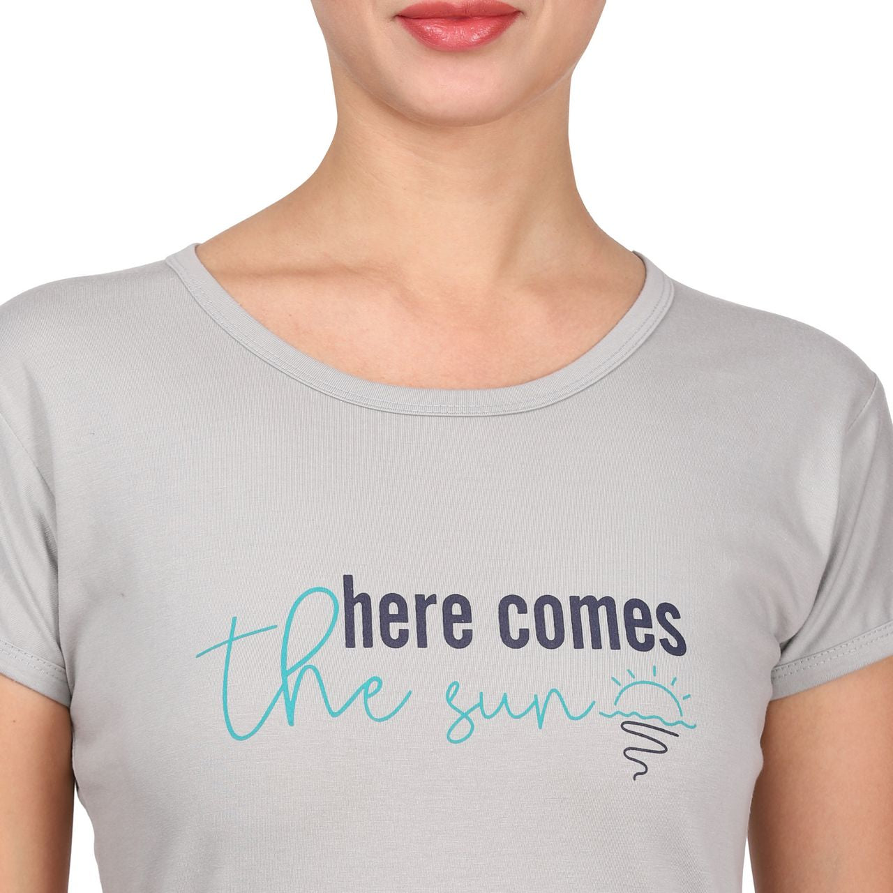 top and pajama set for women light grey-dark grey color