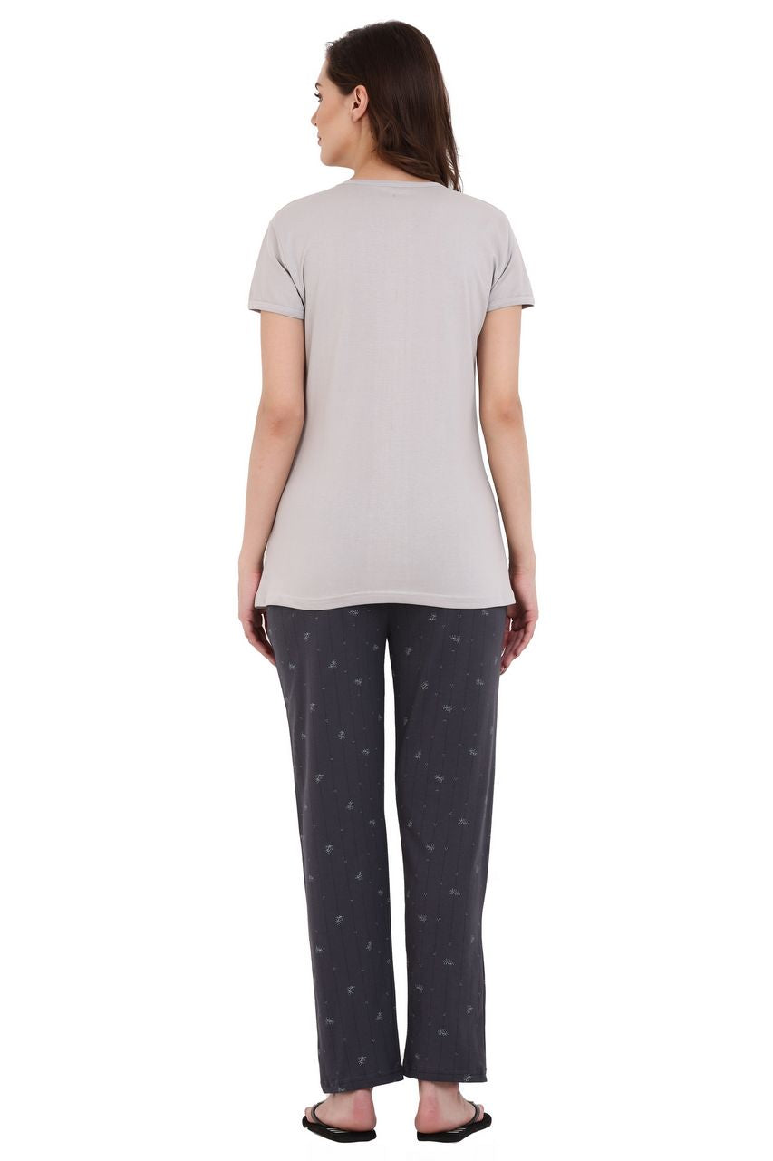 top and pajama set light grey & dark grey