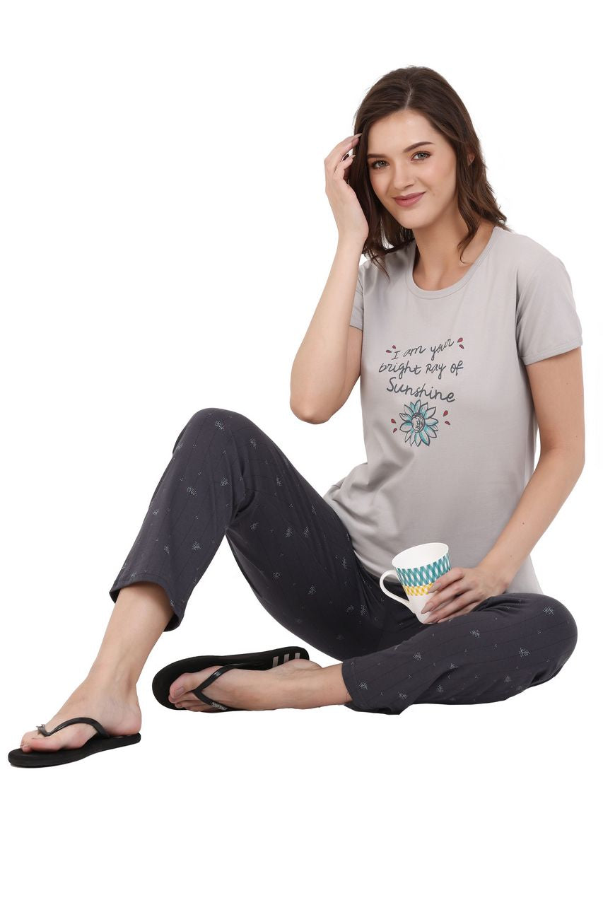 top and pajama set light grey & dark grey