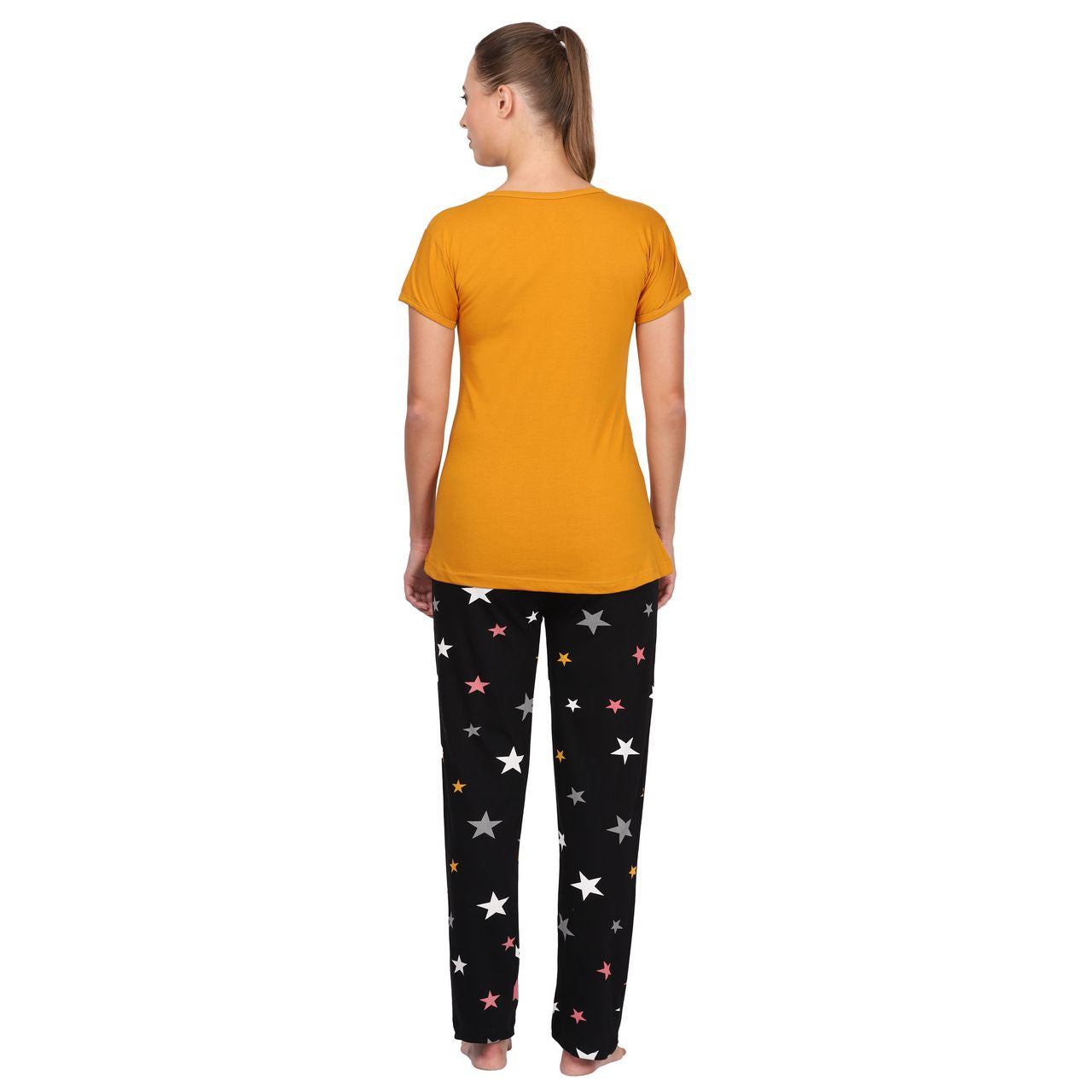 top and pajama set for women mustard-dark grey color