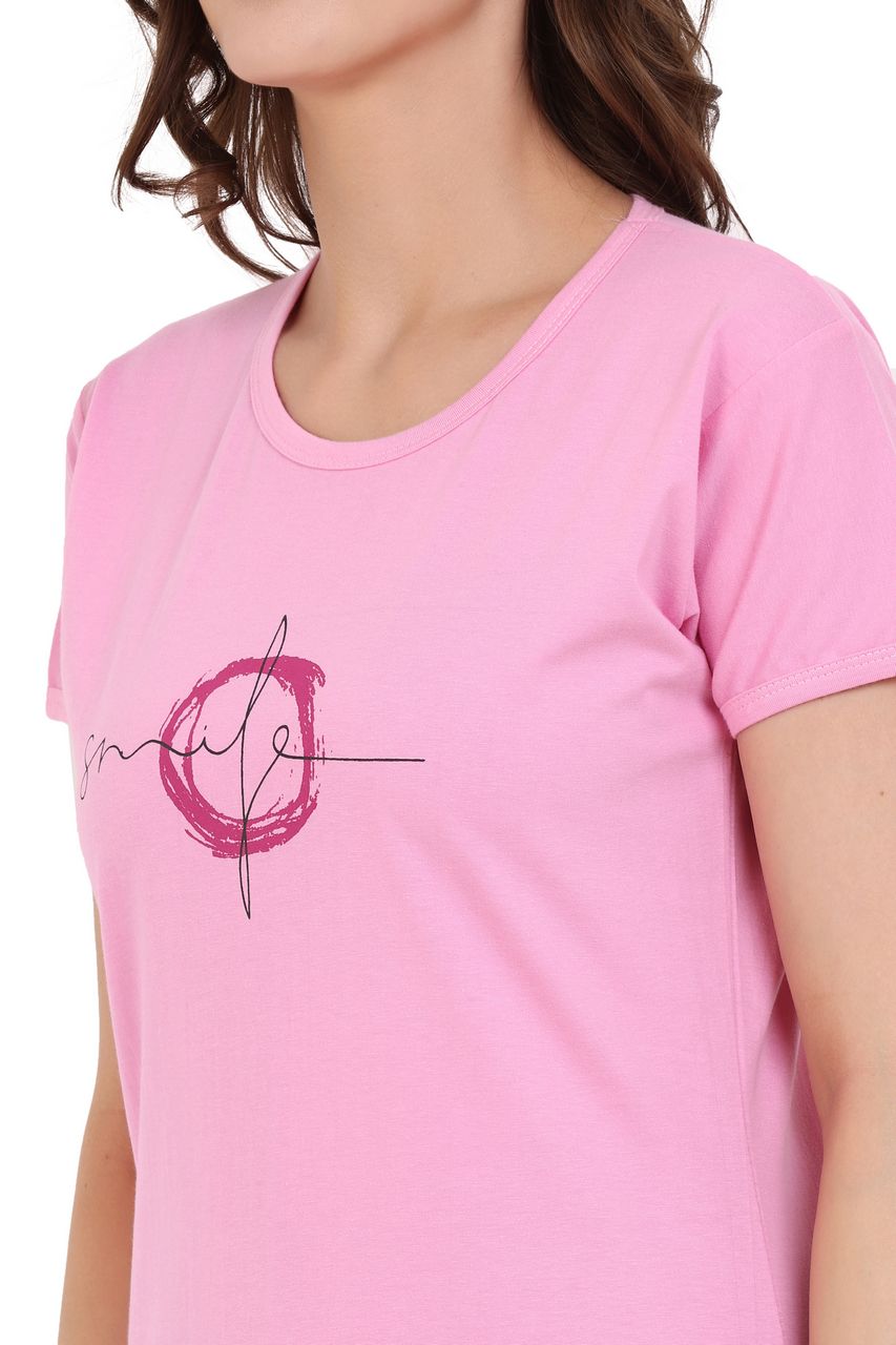 top and pajama set for women pink & grey color