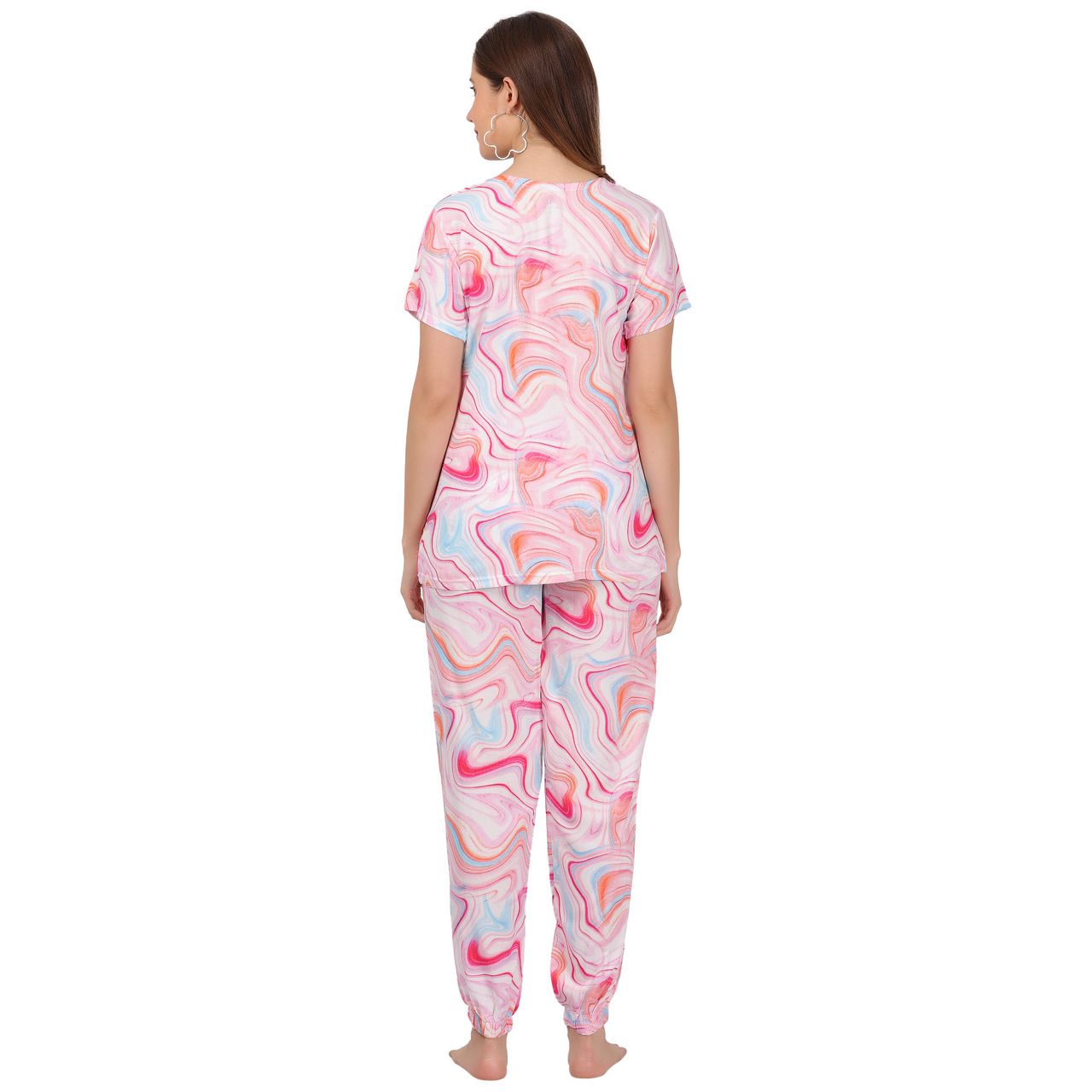 top and pajama set for women rainbow print