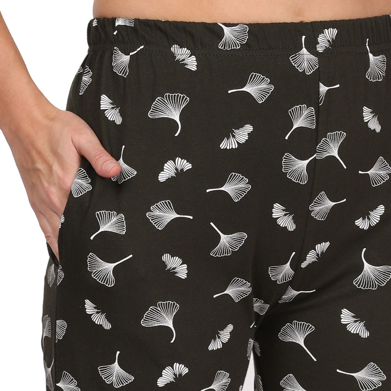 top and pajama set for women violet-dark green color