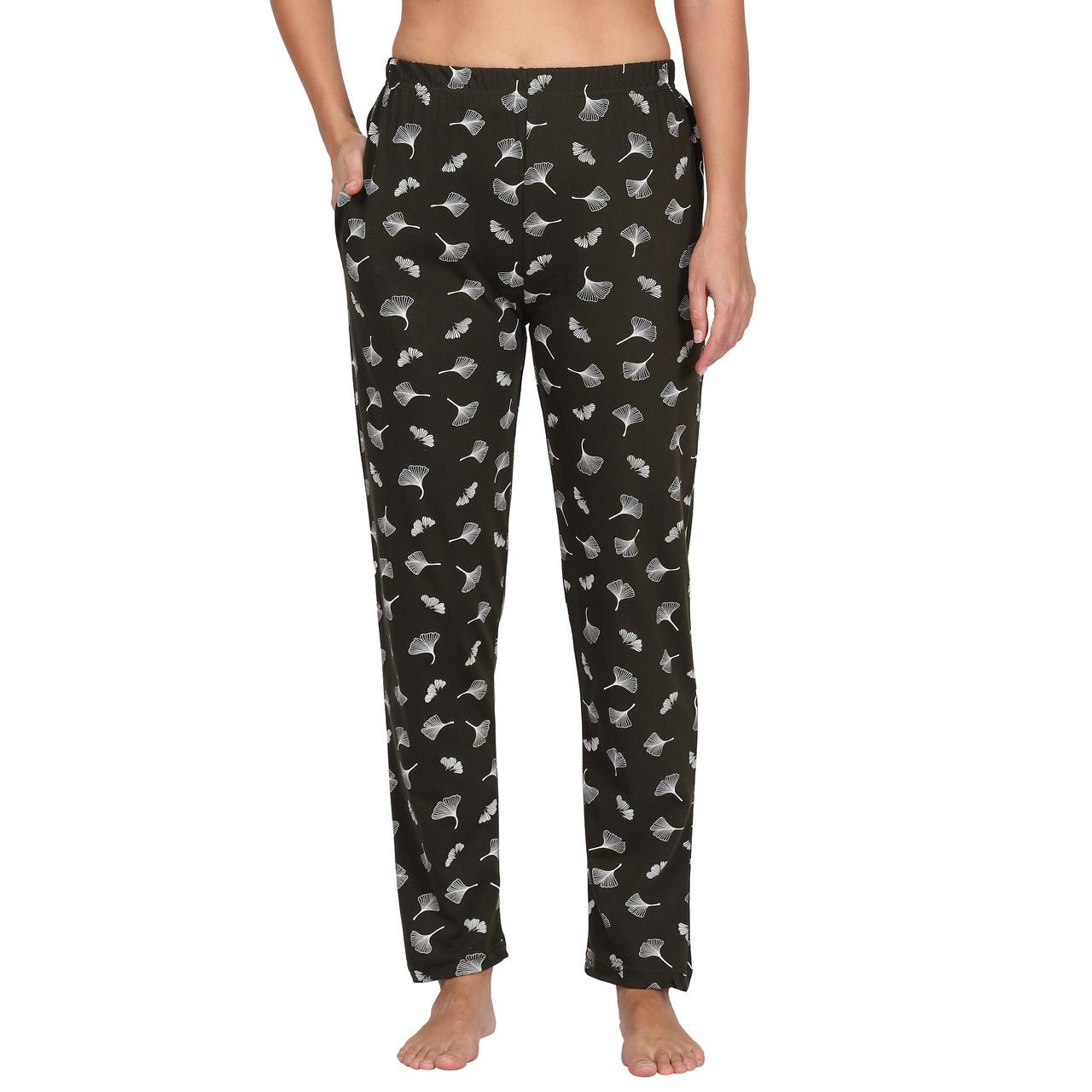 top and pajama set for women violet-dark green color