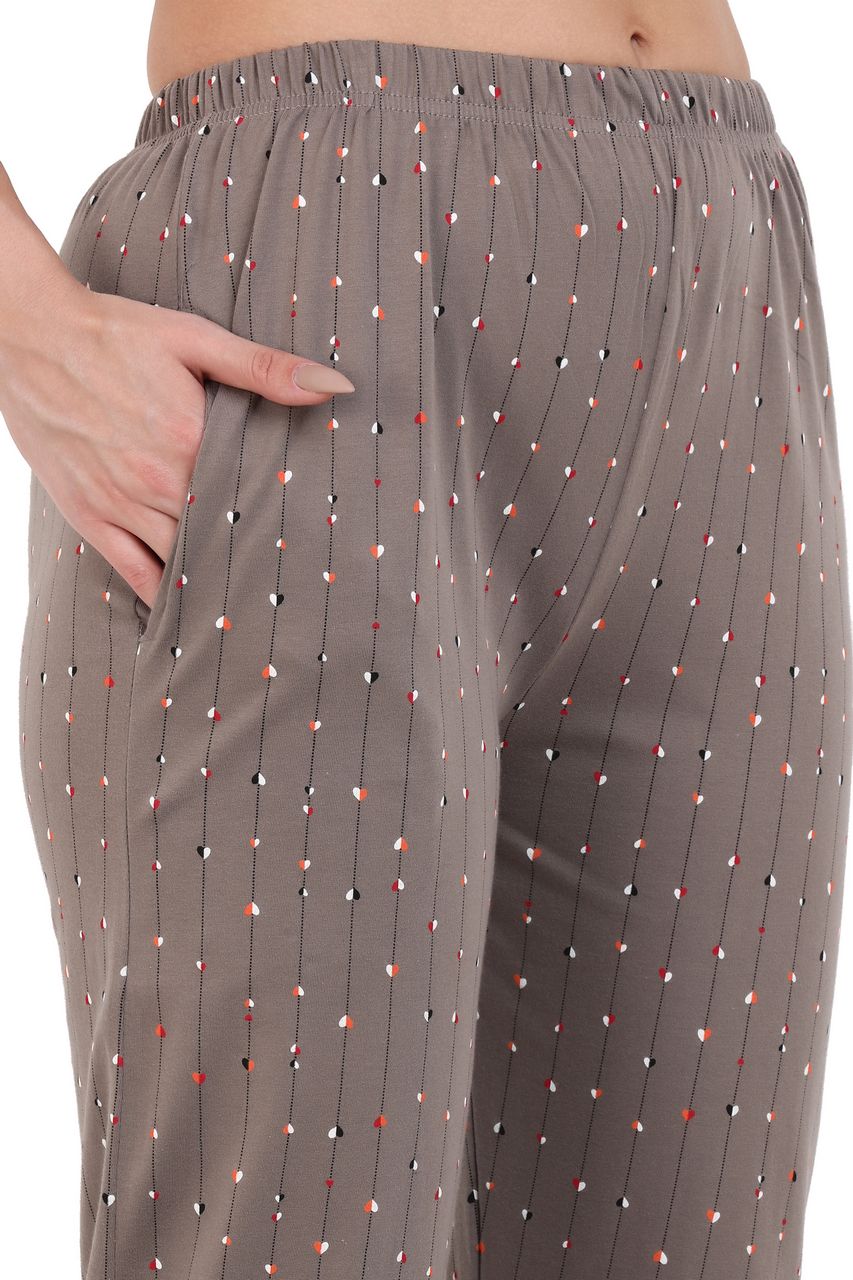 top and pajama set for women yellow & brown color