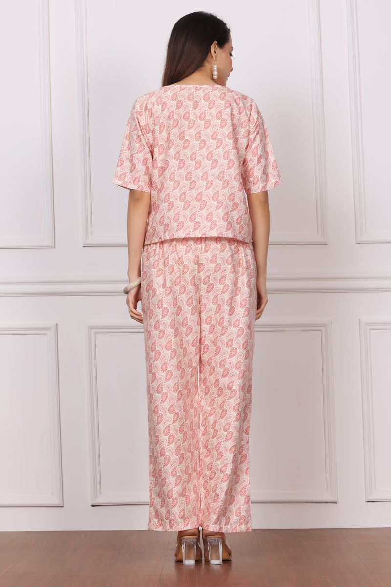 crop top & palazzo co-ord set for women arabic boota print