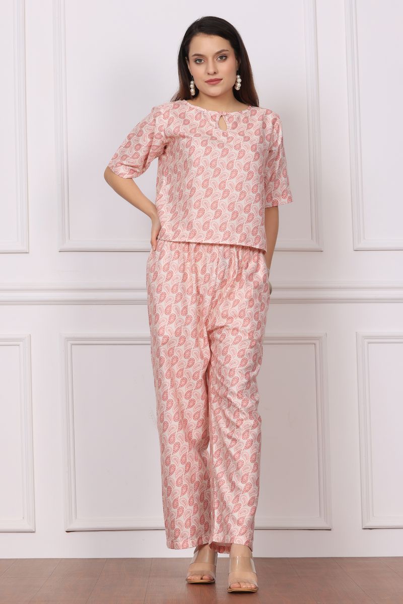 crop top & palazzo co-ord set for women arabic boota print