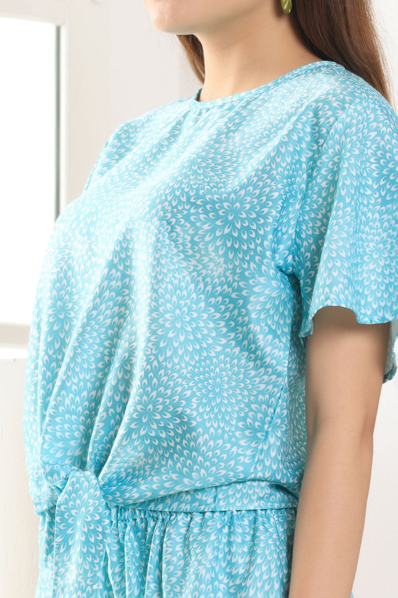 crop top & palazzo co-ord set for women leaf print