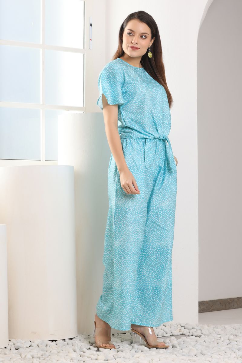 crop top & palazzo co-ord set for women leaf print