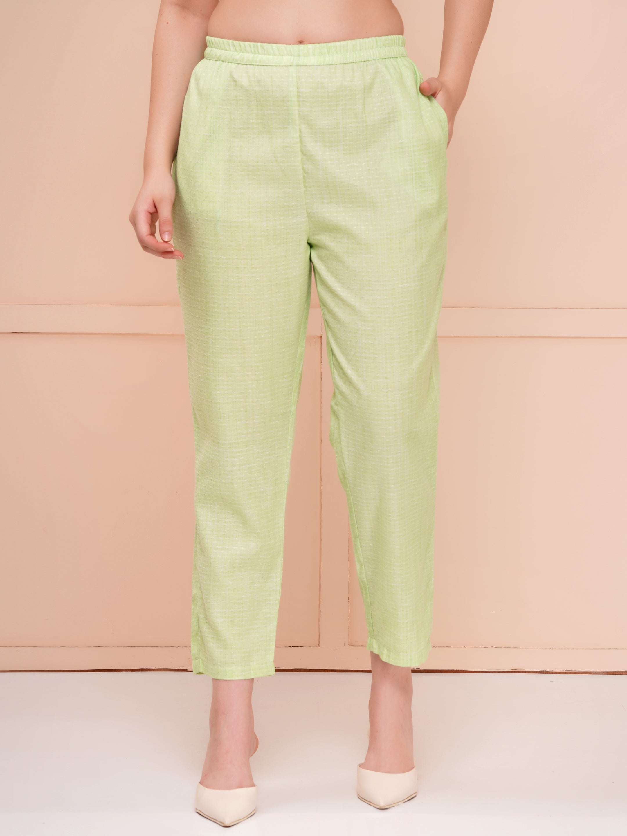 collar button dobby co-ord set for women mint green color