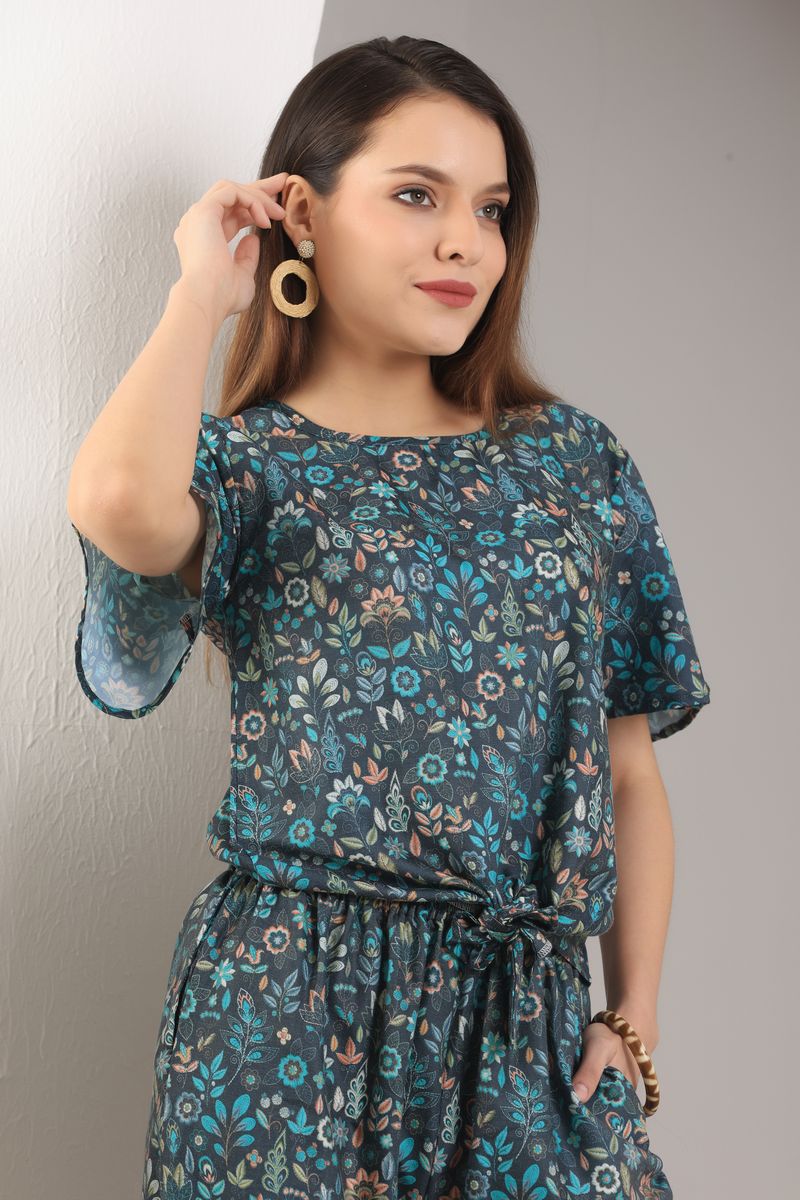 Women Front Tie Top & Bell Bottom Co-ord Set