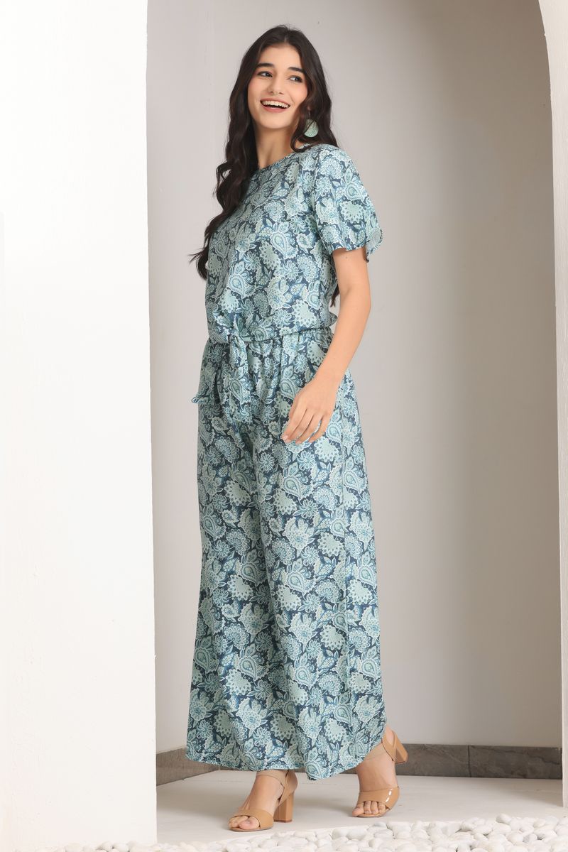 Women Front Tie Top & Bell Bottom Co-ord Set