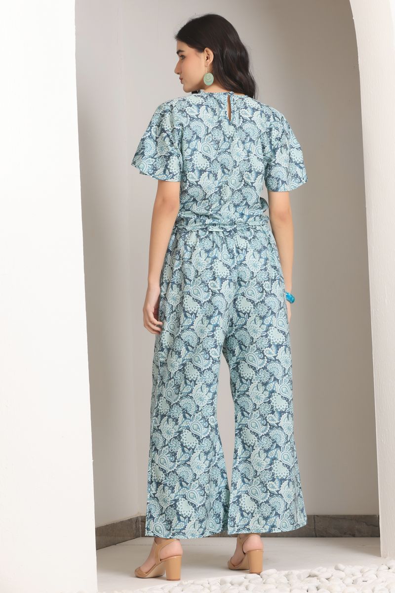 Women Front Tie Top & Bell Bottom Co-ord Set