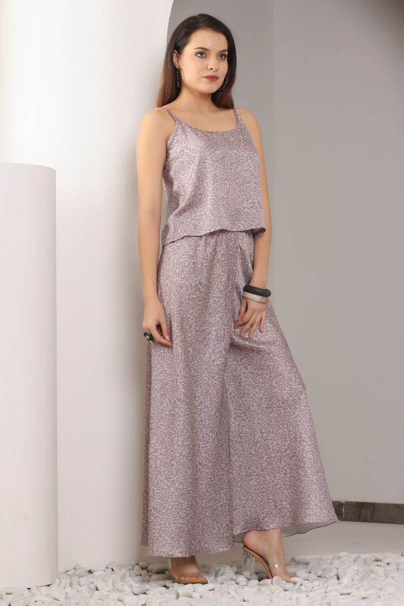 Women Spaghetti Top & Wide Flare Bottom Co-ord Set